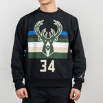 Air Jordan NBA Milwaukee Bucks Sports Fleece Round Neck Black DC0814-010