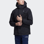 Men's adidas 3in1 Dwn Jkt Outdoor 3 In 1 Detachable Sports Hooded Down Jacket Black H20772