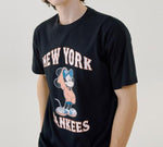 MLB  Disney Mickey Crossover New York Yankees Basic Printing Round Neck Short Sleeve Unisex Black 31TSK3031-50L