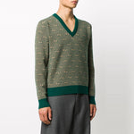 Gucci SS21 Printed Alphabet Pattern V-Neck Sweater For Men Green 626643-XKBFZ-3119