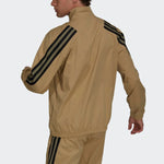 adidas M Future Icon Contrasting Colors Stripe Splicing Woven Stand Collar Sports Logo Jacket Khaki GT0118