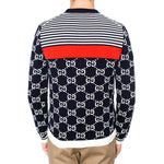 Gucci Classic Full Logo Stitching Wool Knitted Cardigan For Men Navy 523048-X9I07-4696