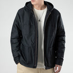 Men's Converse Casual Sports Cargo Hooded Long Sleeves Padded Black Jacket 10021637-A01