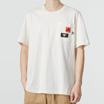 Men's adidas Solid Color Logo Printing Pocket Athleisure Casual Sports Round Neck Short Sleeve White T-Shirt HM2961