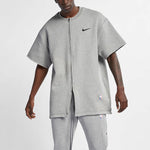Men's Nike NRG Ti Warm Up Top x Fear of God FOG Gray Zipper Short Sleeve Tops 'Dark Grey Heather Black' AR0629-063