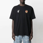 Off-White Apple Printing Arrow Short Sleeve Loose Fit Black OMAA038S21JER0151025
