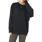 (WMNS) Nike Solid Color Logo Knit Round Neck Pullover Black Hoodie DD5468-010