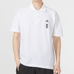 adidas Wj Solid Color Logo Micro Mark Athleisure Casual Sports Short Sleeve Polo Shirt White HE5166
