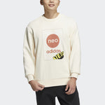 adidas neo Logo Printing Round Neck Long Sleeves Pullover Couple Style Yellow HM7432