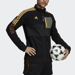 adidas Soccer/Football Sports Stripe Suede Stand Collar Logo Jacket Black H33668