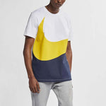 Nike Large Colorblock Sports Pullover Round Neck Short Sleeve White Yellow Blue Colorblock CK9586-102