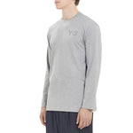 Men's Y-3 Logo Pattern Micro Mark Casual Long Sleeves Round Neck Gray T-Shirt GK4516