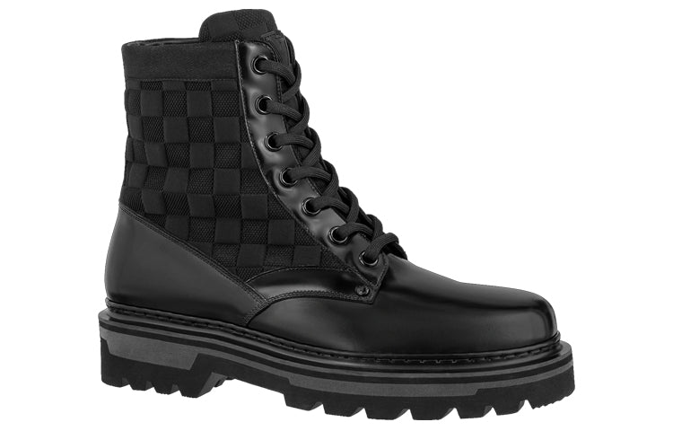 LOUIS VUITTON Flat Ranger Ankle Boots 'Black with Plaid' 1A9ACR