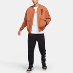 Men's Air Jordan Zion Flight Alphabet Embroidered Aviator Woven Padded Clothes Brown Jacket DJ5868-246