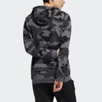 Men's adidas neo Sw Camo Hdy Logo Printing Camouflage Sports Pullover Black HA1490
