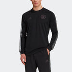 Men's adidas Stripe Round Neck Long Sleeves Black T-Shirt HG7747