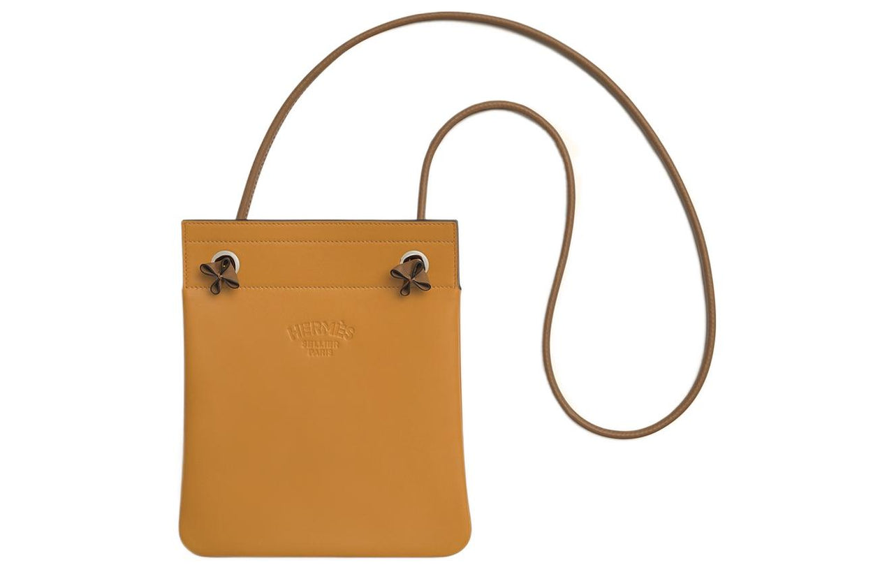 HERMES Aline Milo Lambskin And Swift Calfskin Shoulder Bag Crossbody Bag Mini Women's Sesame/Chestnut