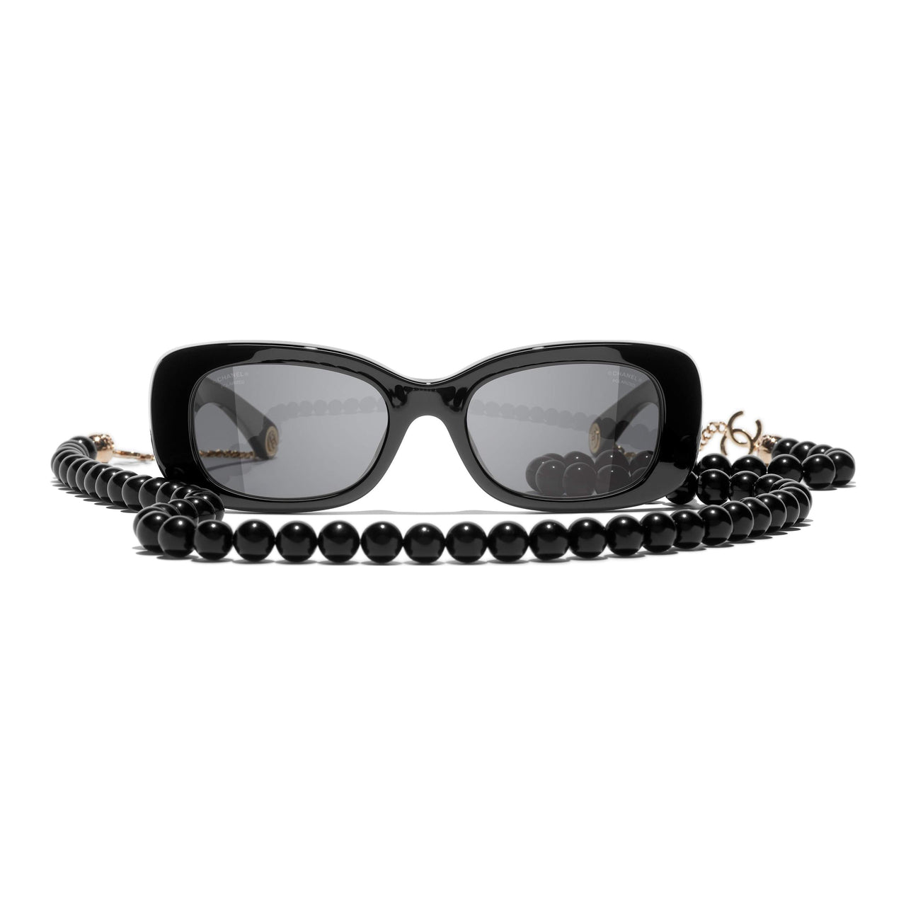 CHANEL Acetate Rectangular Sunglasses Unisex Black