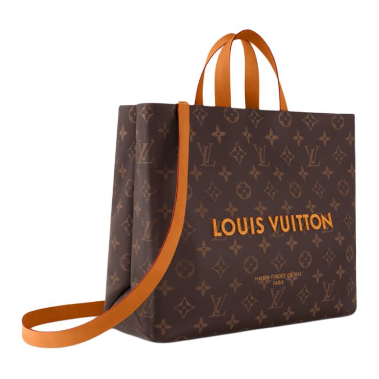LOUIS VUITTON SHOPPER Coated Canvas Tote Bag Shopping Bag Handbag Medium Size Men's Brown
