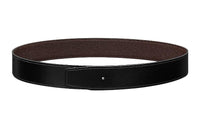 HERMES Hermès Calfskin Double-Sided Leather Belts Unisex Black/Chocolate Width: 3.8cm