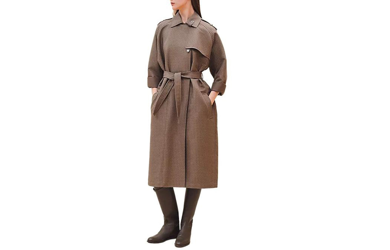 HERMES Trench Coat Women's Gray