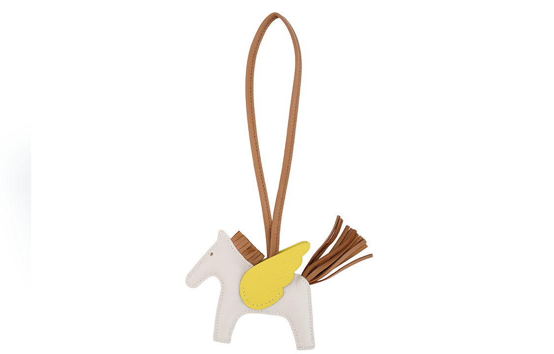 HERMES Cow Leather Pendants Unisex Ecru
