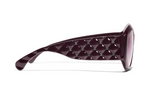 CHANEL Acetate Irregular Shape Sunglasses Women's Red Brown