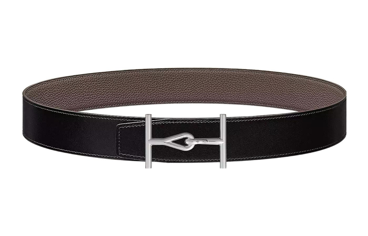 HERMES Leather Belts Men Black