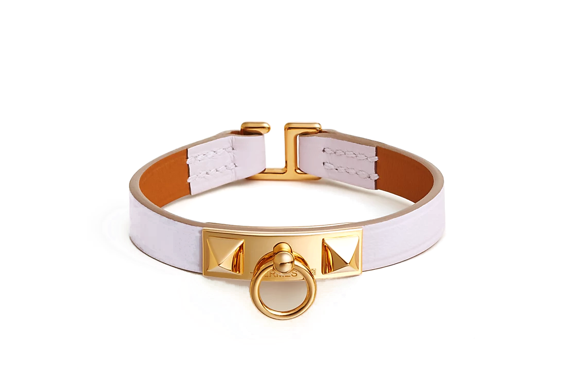 HERMES Calfskin, Gold Plated Bracelets Women's Fuchsia