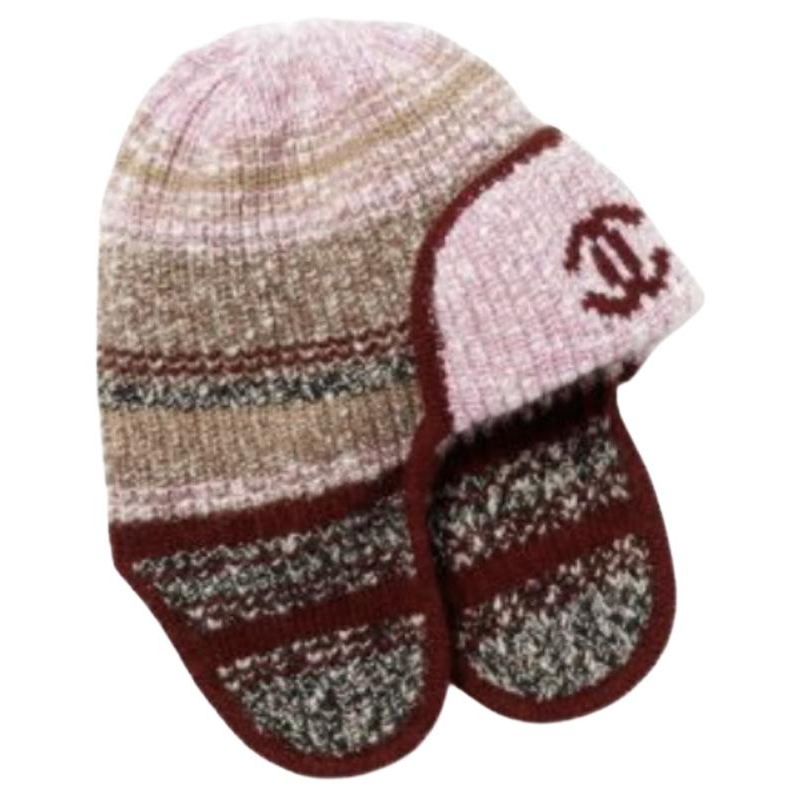 CHANEL Cashmere Trapper Hats Unisex Pink