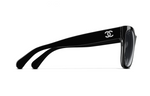 CHANEL Acetate Irregular Shape Sunglasses Unisex Black