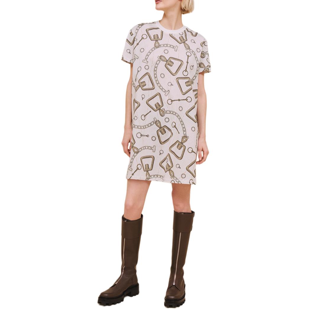 HERMES Short Sleeved Dress Women's Natural White