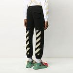 Off-White Black Gold Rubber Strap Stripe Sports Pants Black OMCH022R20E300021048