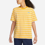 Men's Nike Embroidered Logo Stripe Round Neck Short Sleeve Yellow T-Shirt DQ1863-743