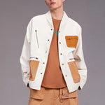 Li-Ning Back landscape Pattern Printing lapel single breasted Jacket 'White' AFDS237-2