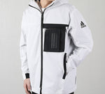 adidas Zipper Cargo Woven Fleece Lined Jacket White FM9394