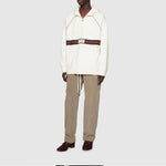 Gucci Hooded Sweatshirt With Web & Gucci Label 'Ivory' 645320-XJDAK-9146
