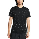 Men's Nike Logo Full Print Round Neck Pullover Short Sleeve Black T-Shirt DR7910-010
