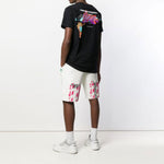 Men's Off-White 1/4 Back Printing Short Sleeve Black T-Shirt OMAA027R191850071088