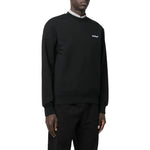 Men's Off-White FW22 Solid Color Logo Printing Round Neck Long Sleeves Version Black OMBA057C99FLE01010011001