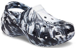 (WMNS) Crocs Classic Platform Marbled Clog 'Black White' 207176-066