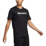 Men's adidas Stripe Printing Sports Short Sleeve Black T-Shirt HM5150