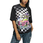 adidas originals x JEREMY SCOTT Crossover FW22 Casual Grid Printing Sports Short Sleeve Black T-Shirt HG6512
