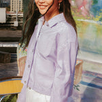 (WMNS) Converse Printing Casual Reversible Short Shirt Jacket Purple 10022421-A01