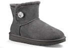 (WMNS) UGG Mini Bailey Button Bling Mid Tops Fleece Lined Gray 1016554-GREY