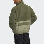 Men's adidas originals Adv Sherpa Outdoor logo Sports Splicing Stand Collar Jacket Green HC0365