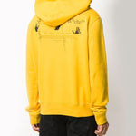 Off-White FW20 Workers Logo Printing Hooded Pullover Men Yellow OMBB034E20FLE0031810