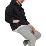 Men's adidas Solid Color Logo Hooded Loose Long Sleeves Black HN1952