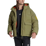 adidas Solid Color Zipper Hooded Down Jacket Men's Green HN9931