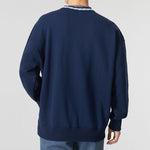 Men's adidas AFC LS CR SWT Solid Color Loose Round Neck Pullover Navy Blue HF4036